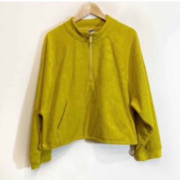 Old Navy Sweaters - OldNavy Half Zip Up Terry Towel Fleece Sweater Size Large Chartreuse